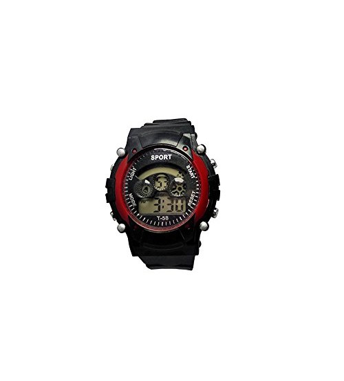 Kids Sports Watch, Stylish Wrist Watch, Digital Watch, T-58, Black and Red Color